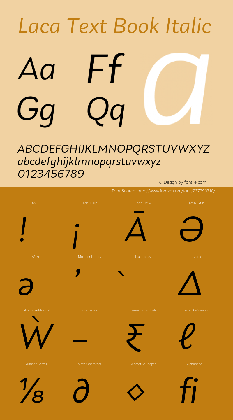 Laca Text Book Italic Version 1.005图片样张