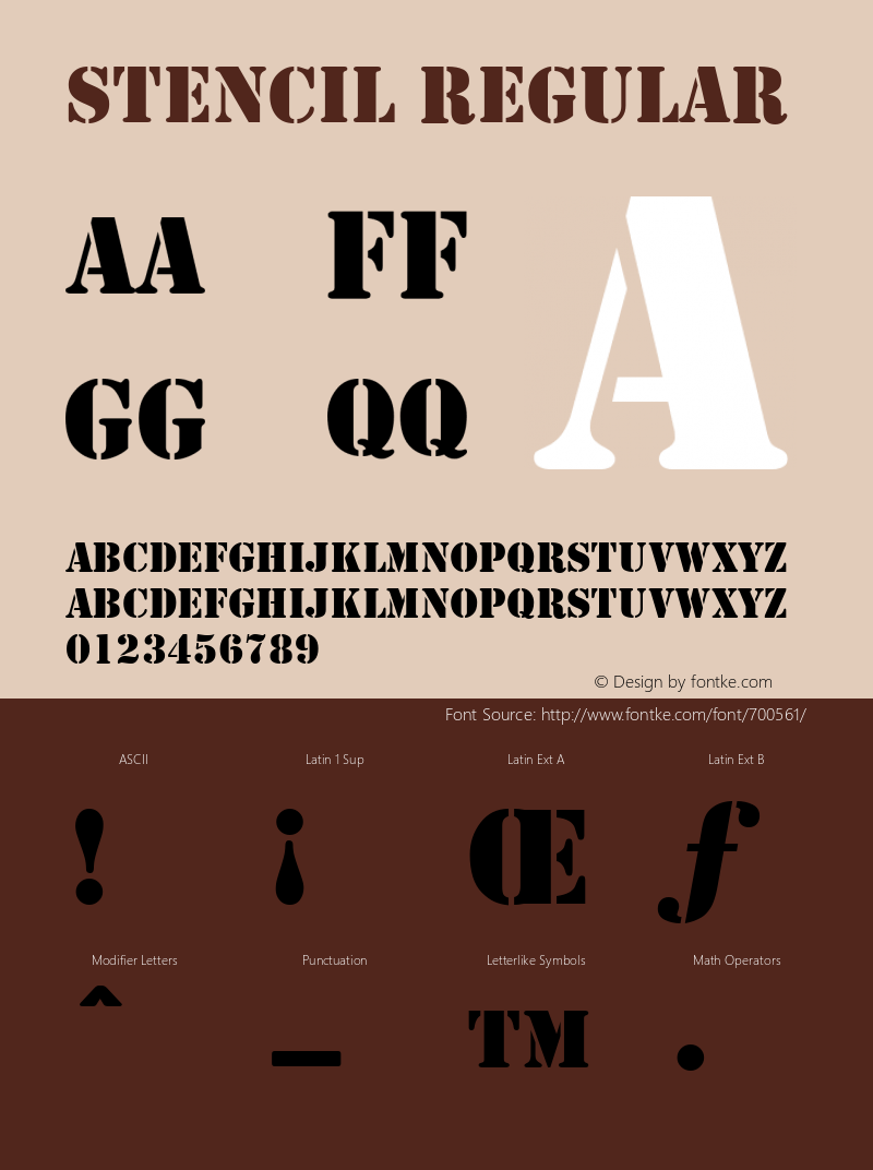 Stencil Regular Version 1 Font Sample