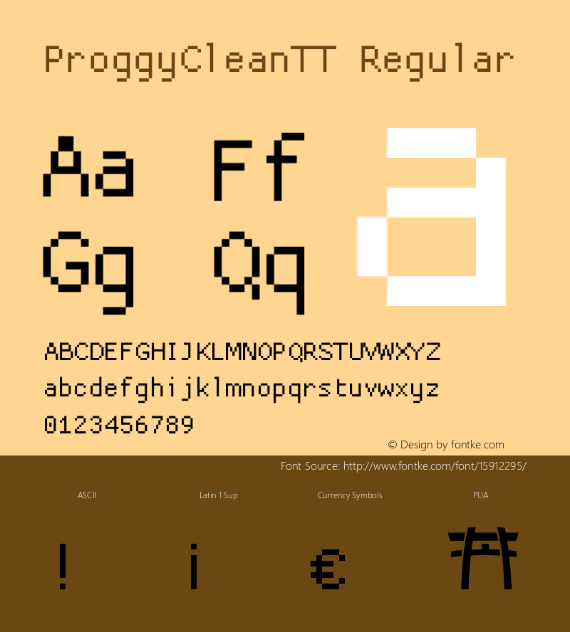 ProggyCleanTT Regular 2004/04/15 Font Sample