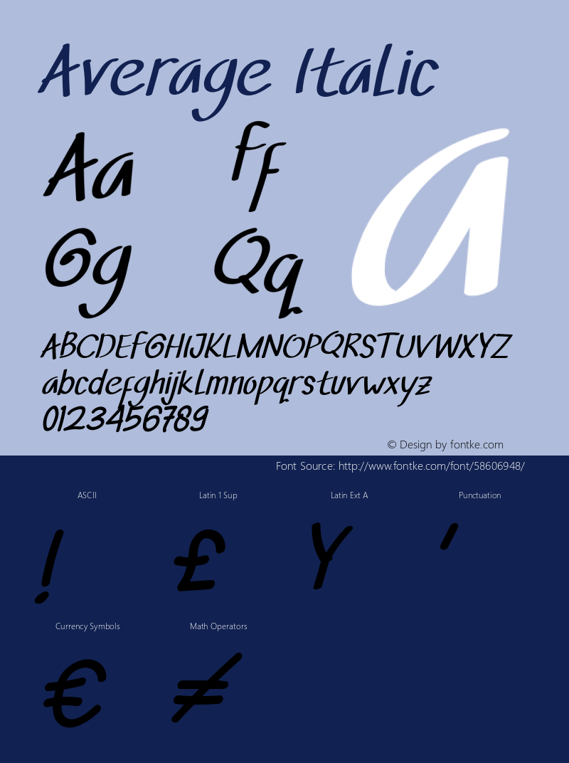 Average Italic Version 1.001;Fontself Maker 3.5.1 Font Sample