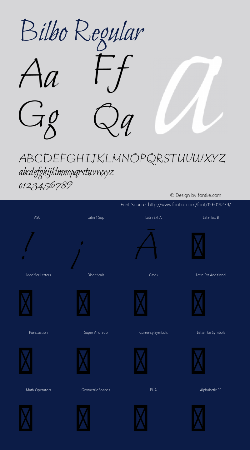 Bilbo Regular Version 1.100 Font Sample