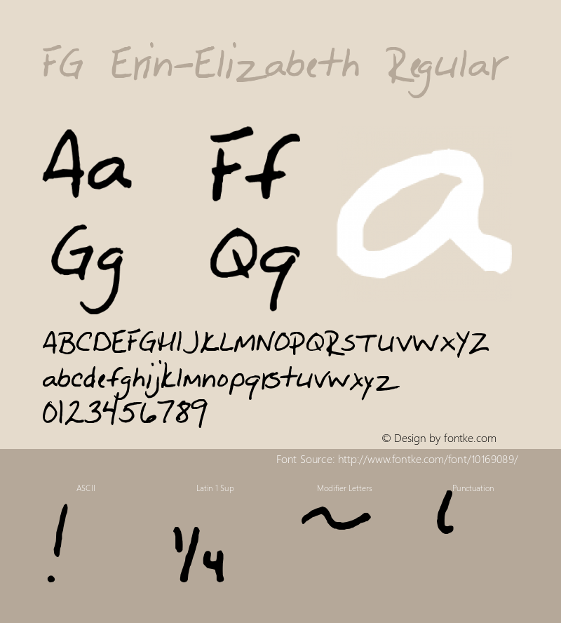 FG Erin-Elizabeth Regular 2003; 1.0, initial release Font Sample