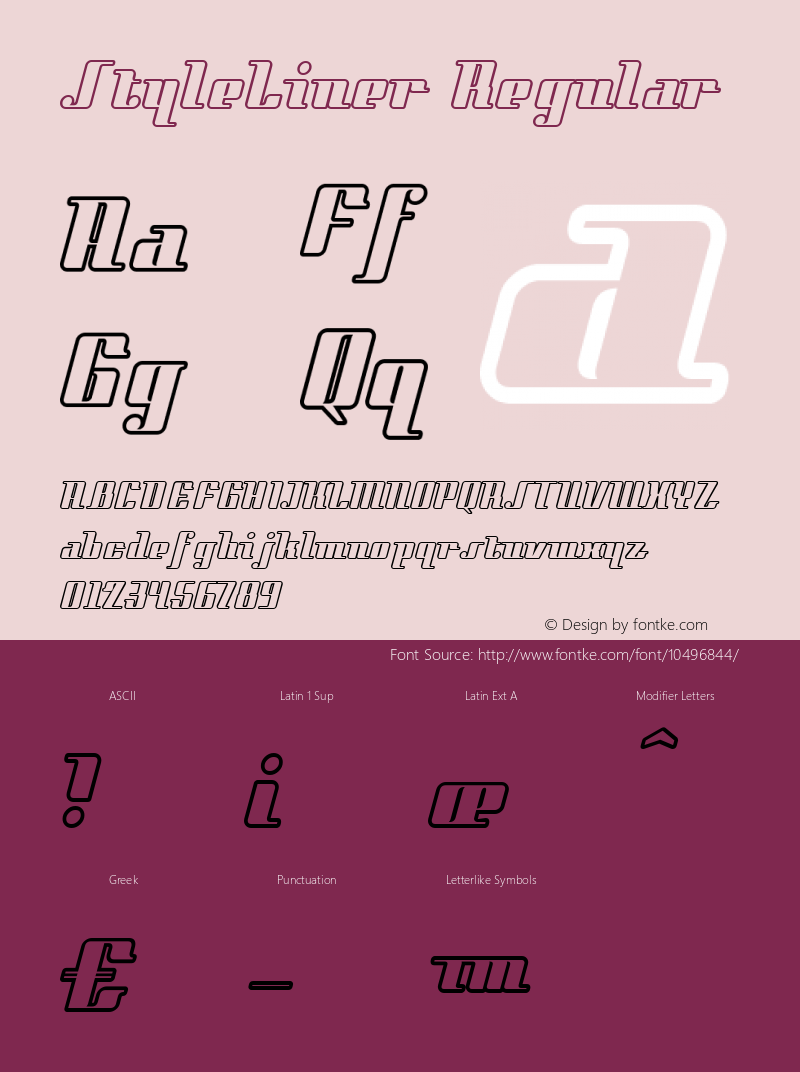 StyleLiner Regular Macromedia Fontographer 4.1.5 16/09/02 Font Sample