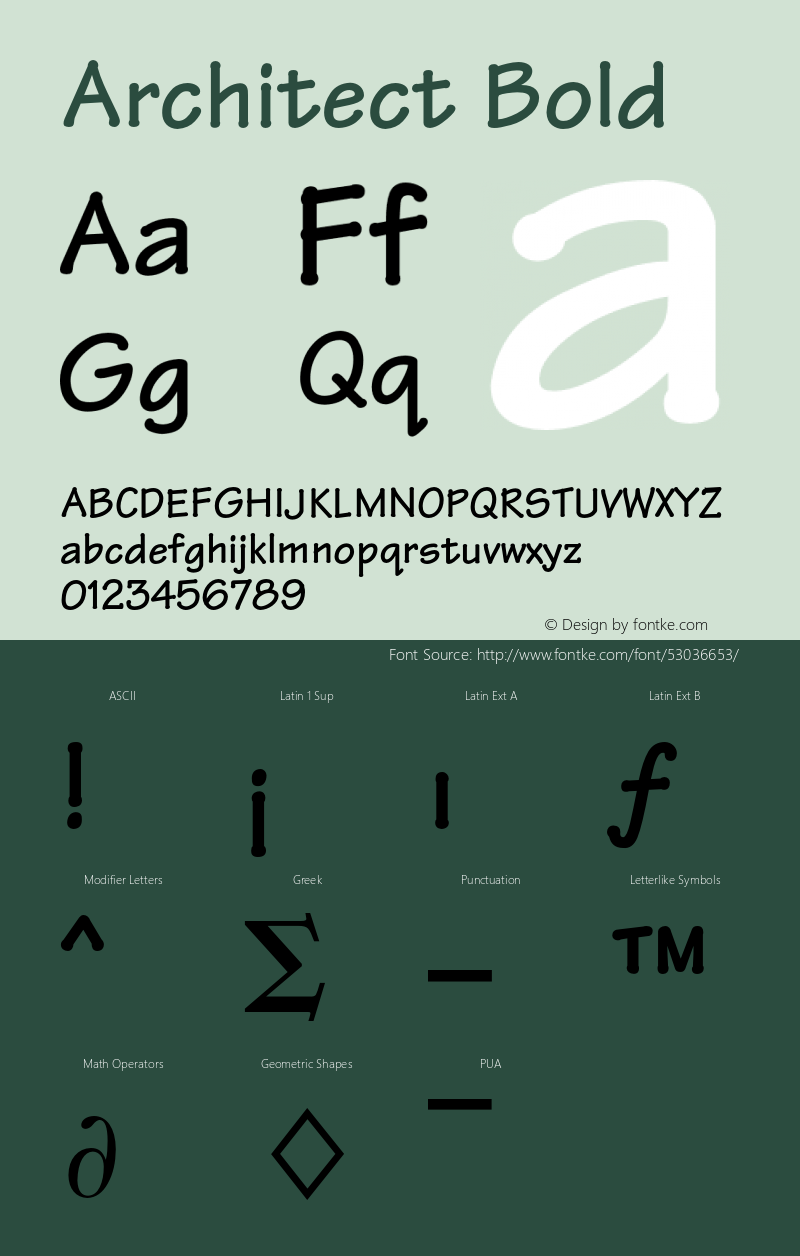 ArchitectBold Font Version 2.6; Converter Version 1.10 {DfLp-URBC-66E7-7FBL-FXFA} Font Sample