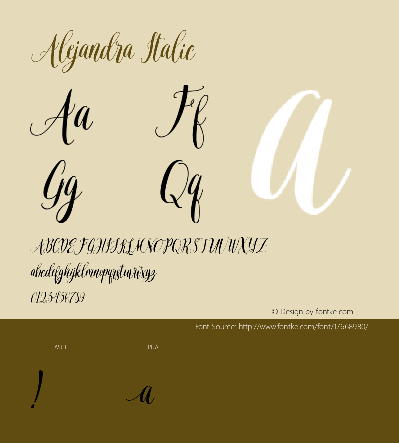 Alejandra Italic Version 001.000 Font Sample