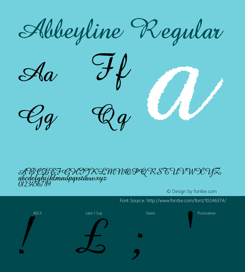 Abbeyline Regular Version 1.01 2009, initial release Font Sample