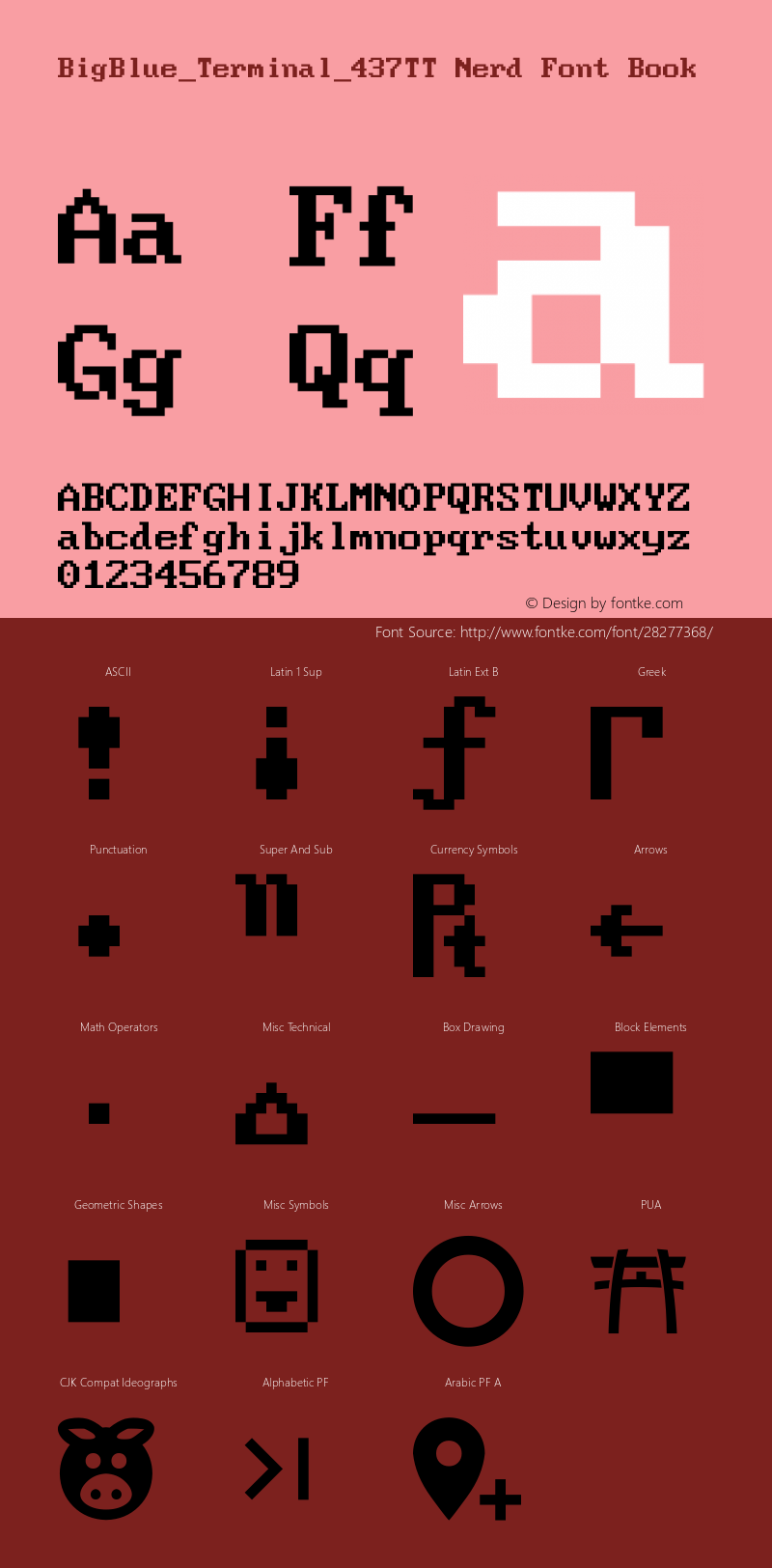 BigBlue Terminal 437TT Nerd Font Complete v1.0-2015-11 Font Sample