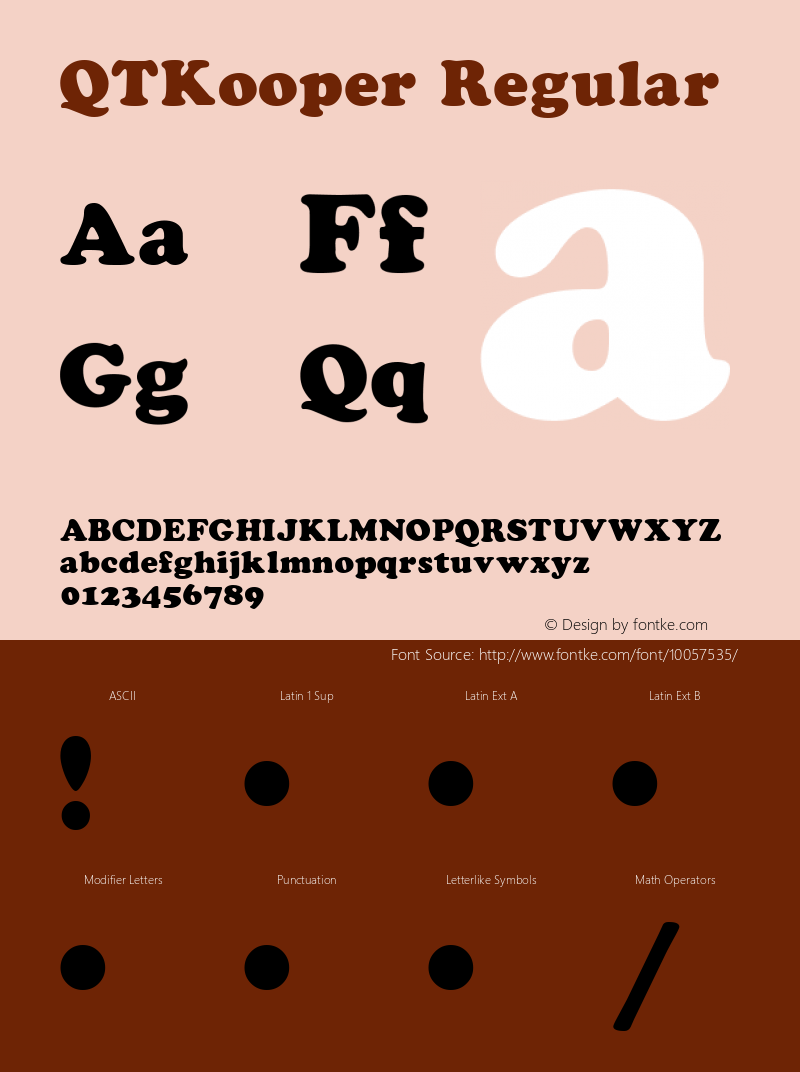 QTKooper Regular QualiType TrueType font  10/6/92 Font Sample