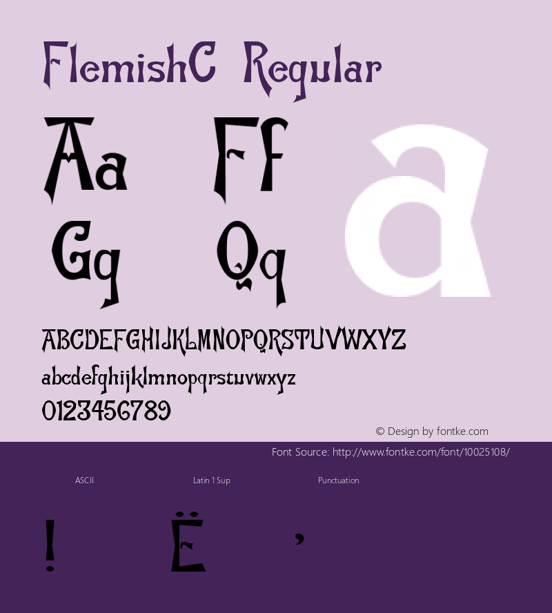 FlemishC Regular Macromedia Fontographer 4.1 30.06.97 Font Sample