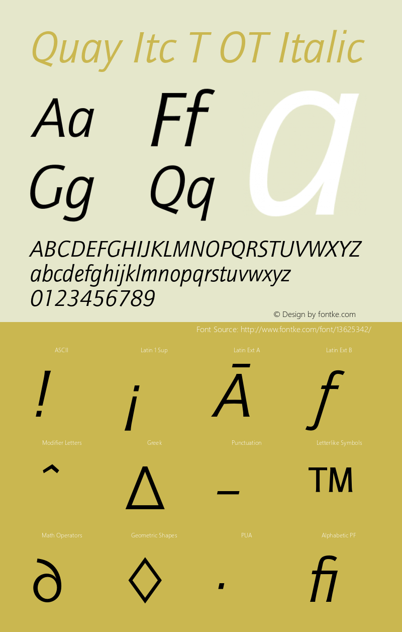 Quay Itc T OT Italic OTF 1.002;PS 1.05;Core 1.0.27;makeotf.lib(1.11) Font Sample