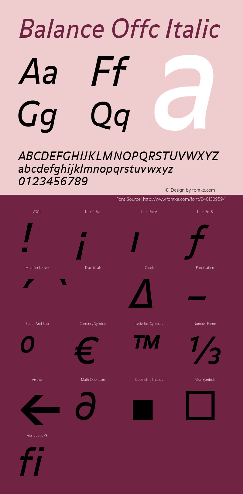 Balance Offc Italic Version 7.504; 2010; Build 1023图片样张