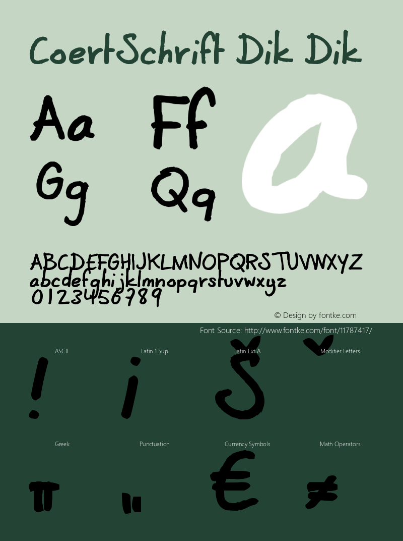 CoertSchrift Dik Dik Version 001.000 Font Sample