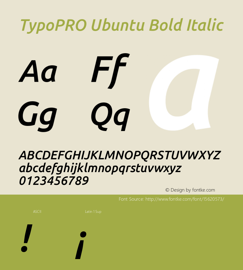 TypoPRO Ubuntu Bold Italic 0.83 Font Sample