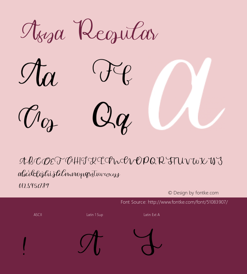 Asya Version 1.000 Font Sample