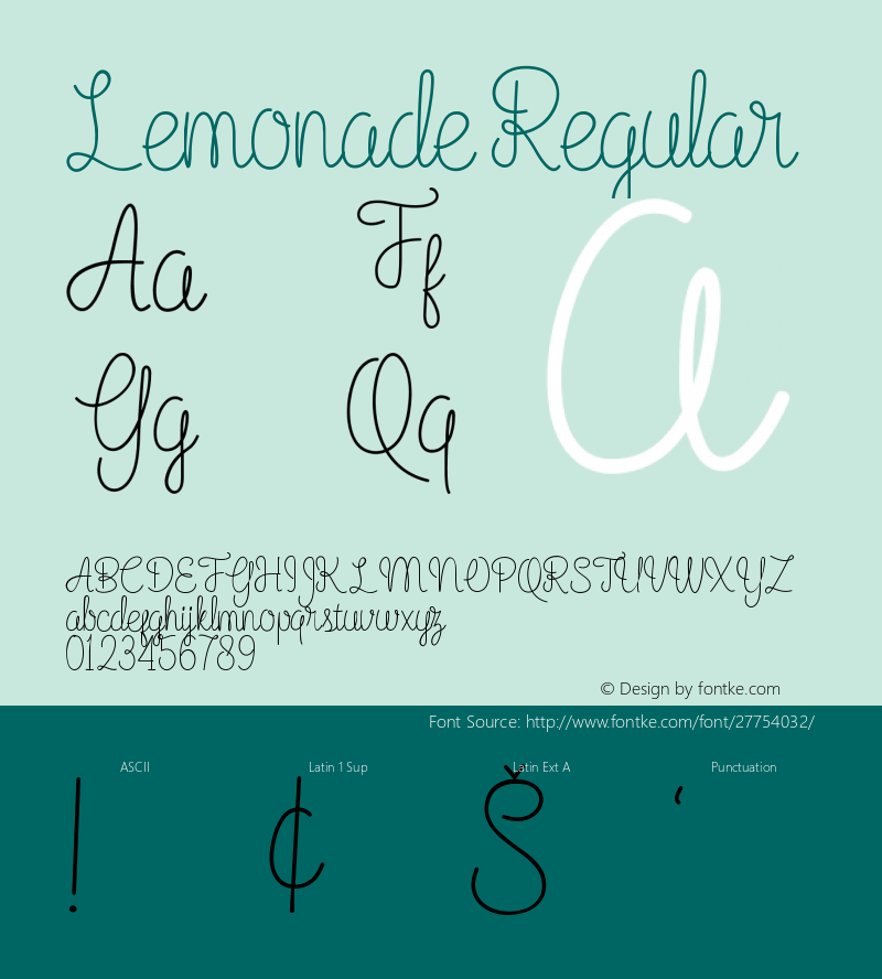 Lemonade Version 001.001 Font Sample