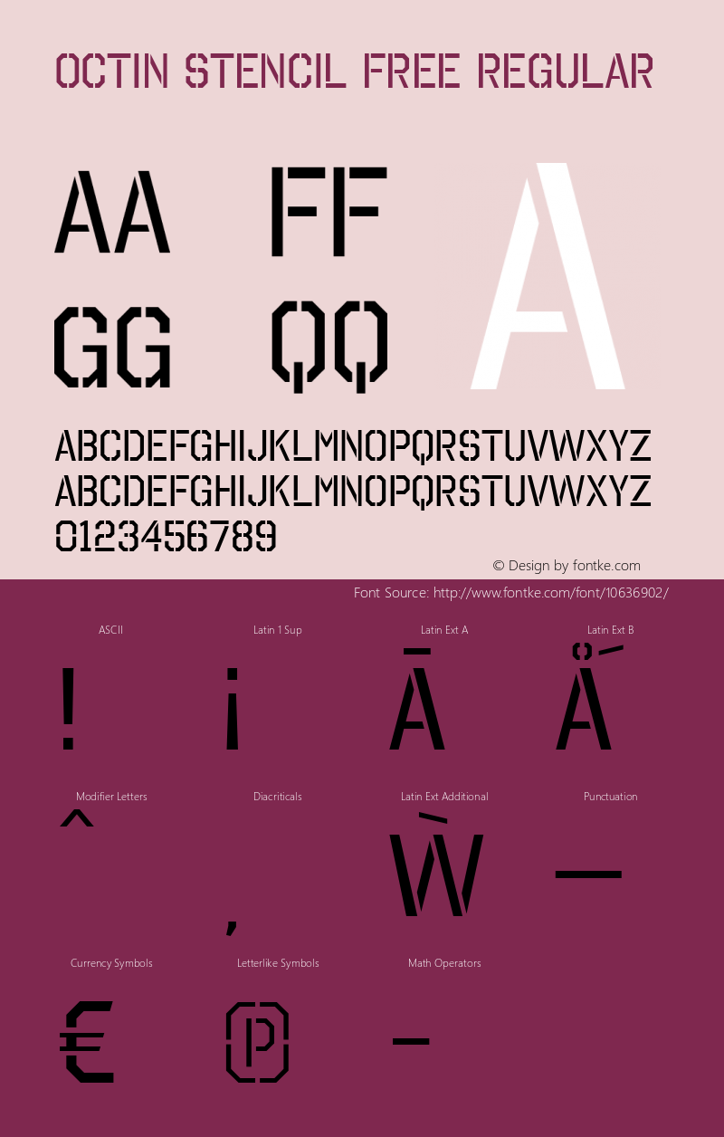 Octin Stencil Free Regular Version 1.000 Font Sample