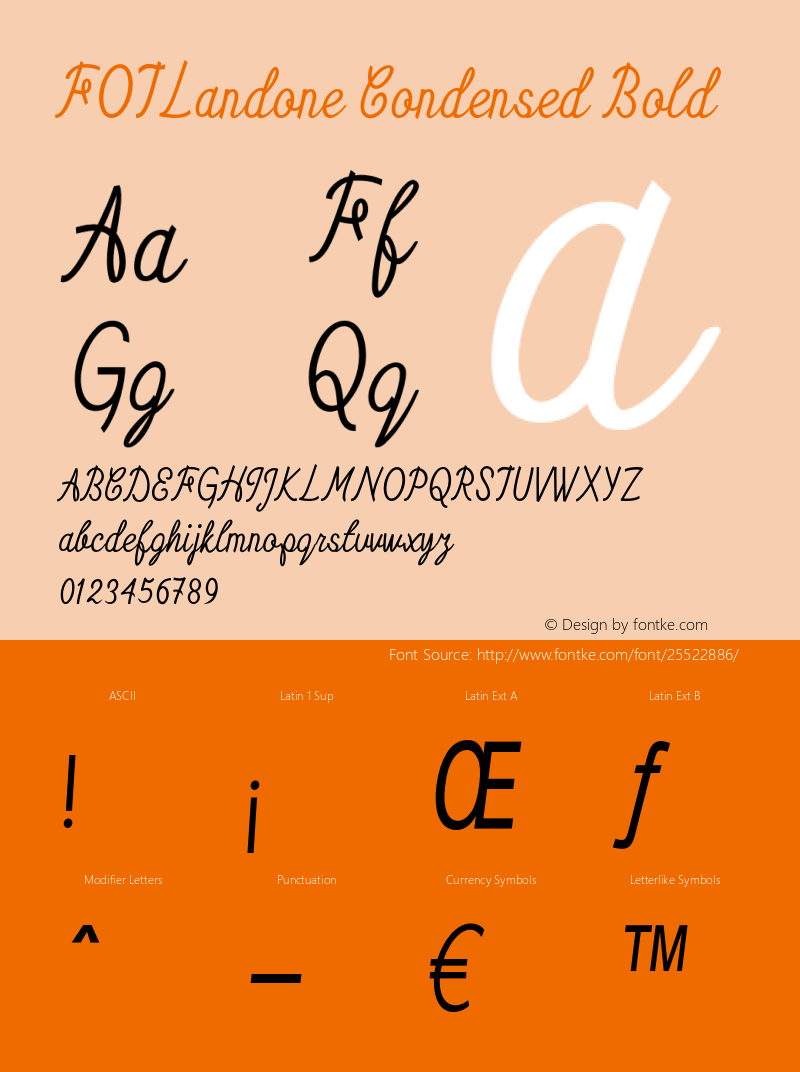 FOTLandone-CondensedBold Version 1.000 Font Sample