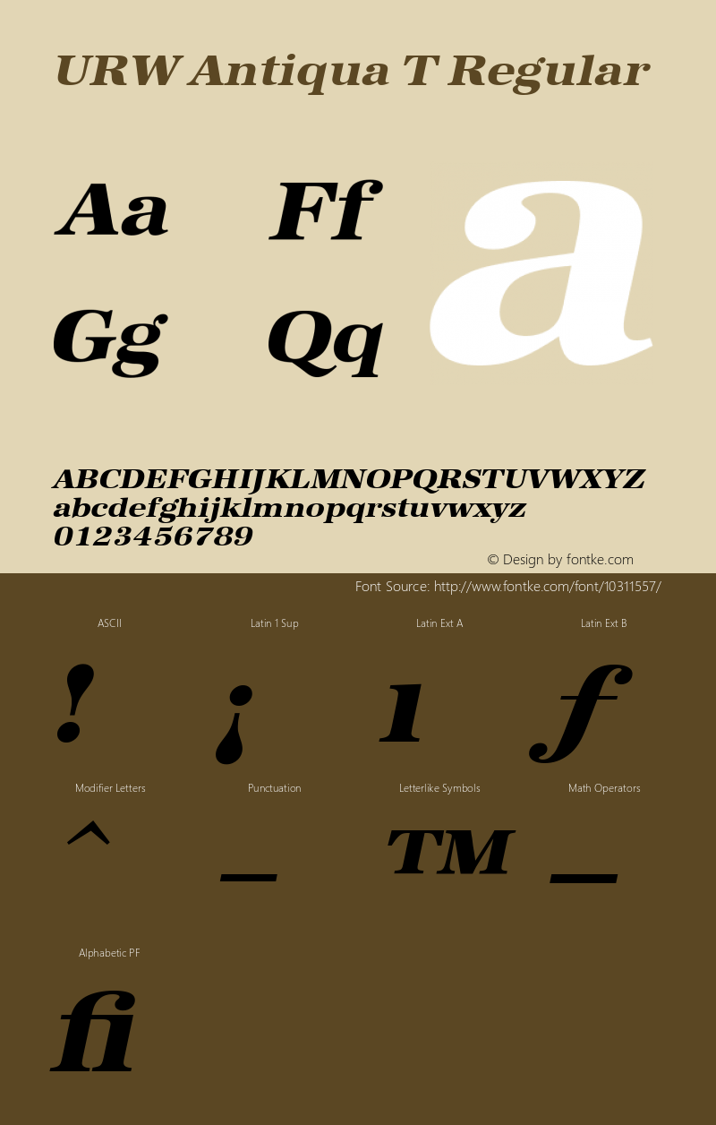 URW Antiqua T Regular Version 001.005 Font Sample