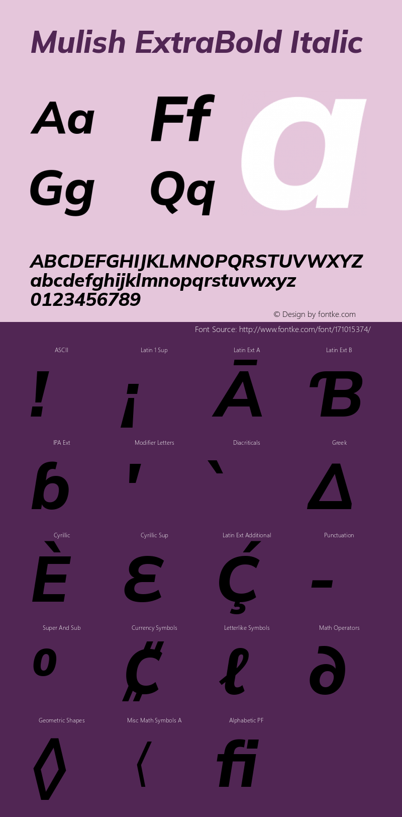 Mulish ExtraBold Italic Version 3.602; ttfautohint (v1.8.3)图片样张