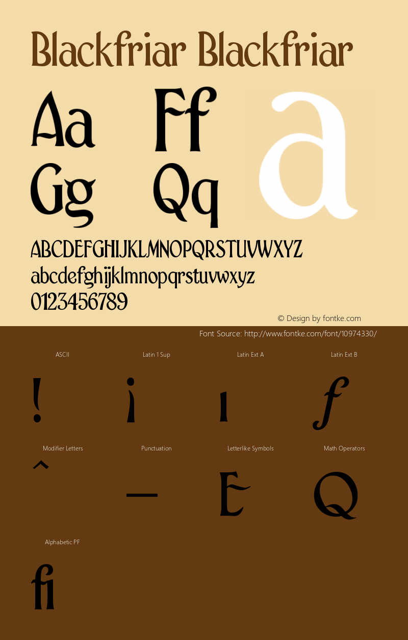 Blackfriar Blackfriar Version 001.000 Font Sample