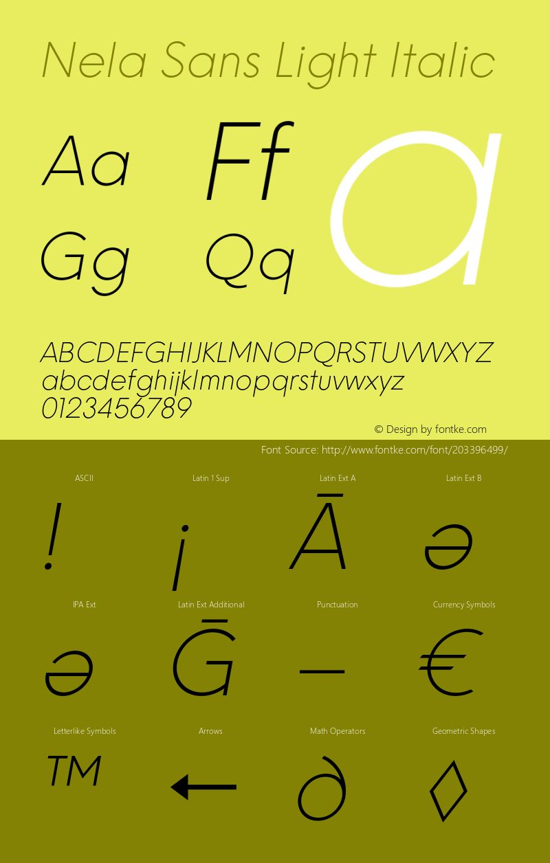 Nela Sans Light Italic Version 1.000;FEAKit 1.0图片样张