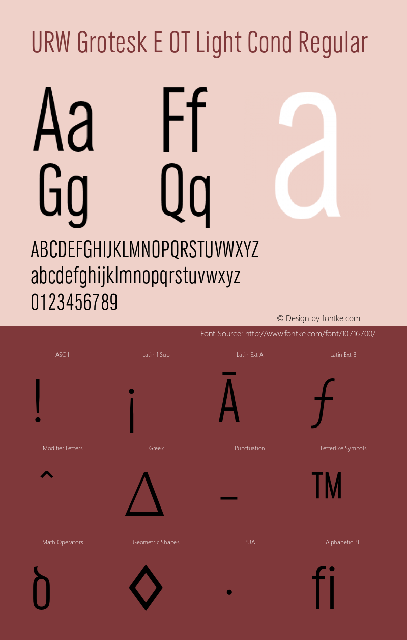 URW Grotesk E OT Light Cond Regular OTF 1.001;PS 1.05;Core 1.0.27;makeotf.lib(1.11) Font Sample