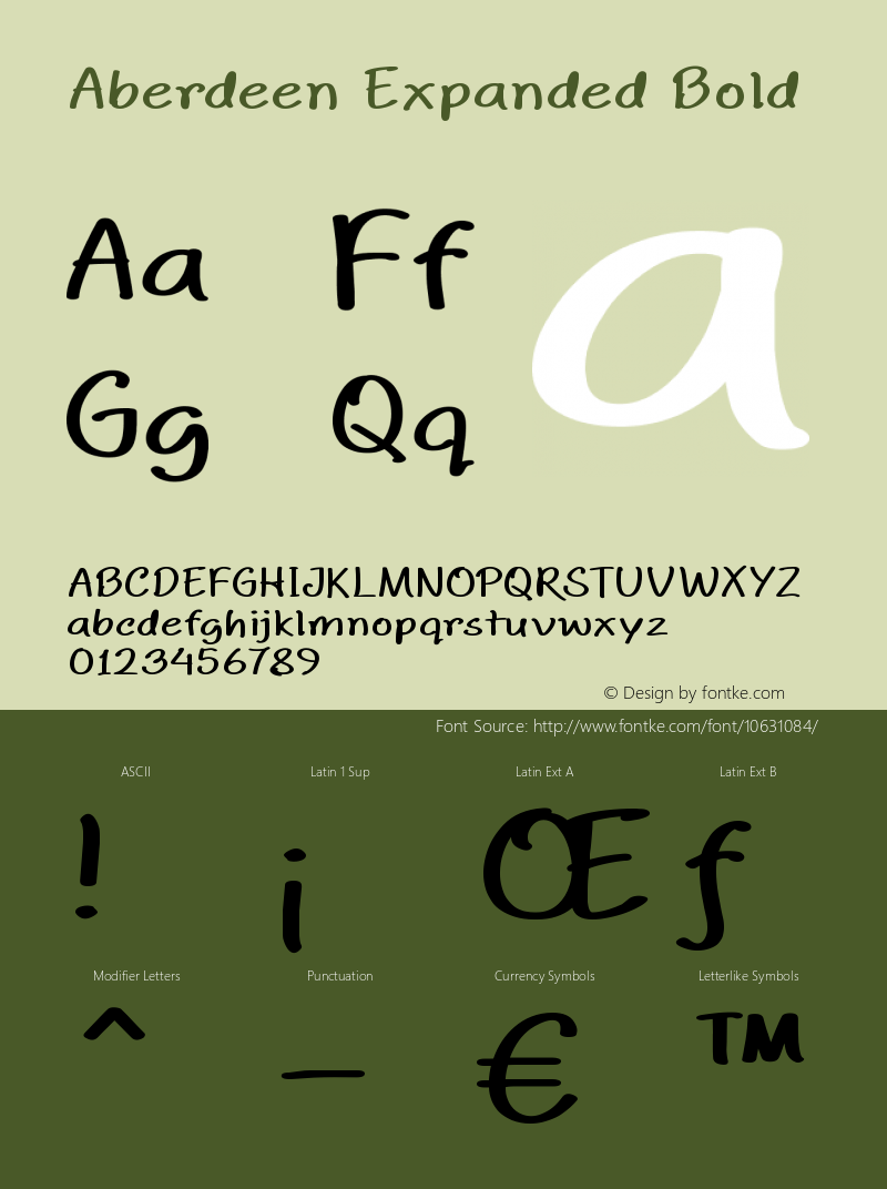 Aberdeen Expanded Bold Version 1.00 October 26, 2014, initial release Font Sample