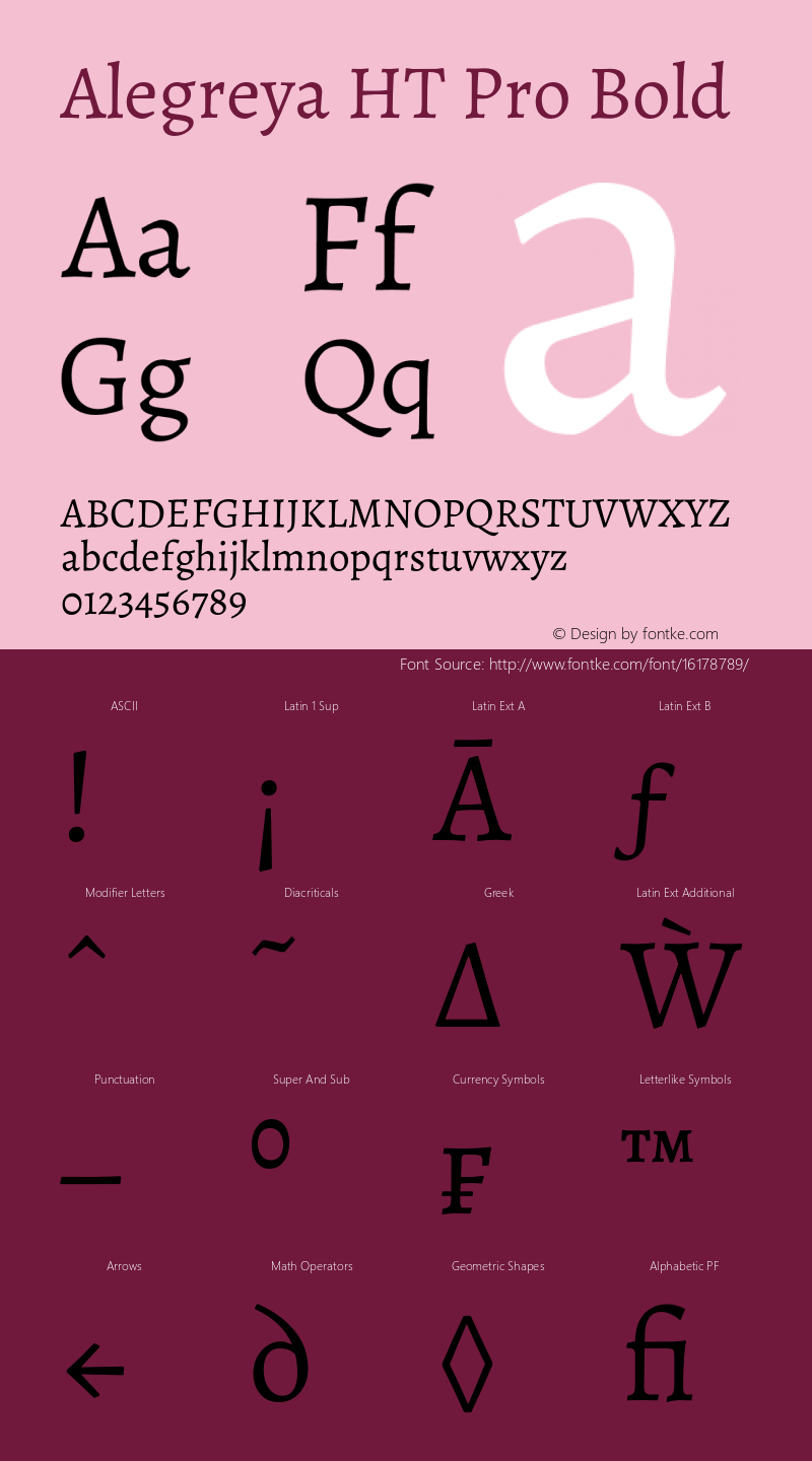 Alegreya HT Pro Bold Version 1.200 Font Sample