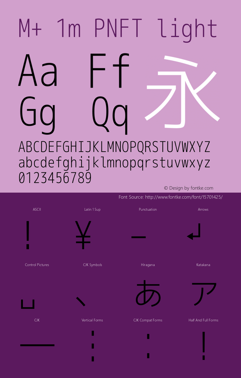 M+ 1m PNFT light Version 1.018;Nerd Fonts 0.5 Font Sample