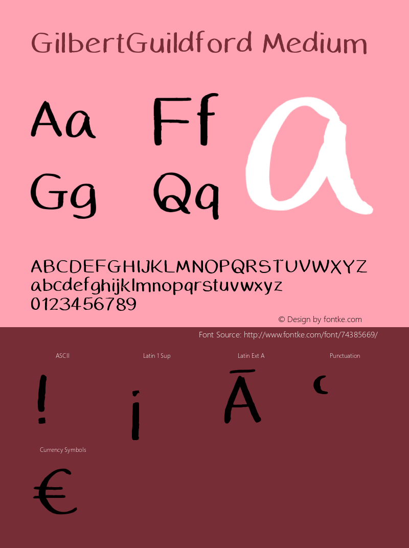 GilbertGuildford Version 001.000 Font Sample