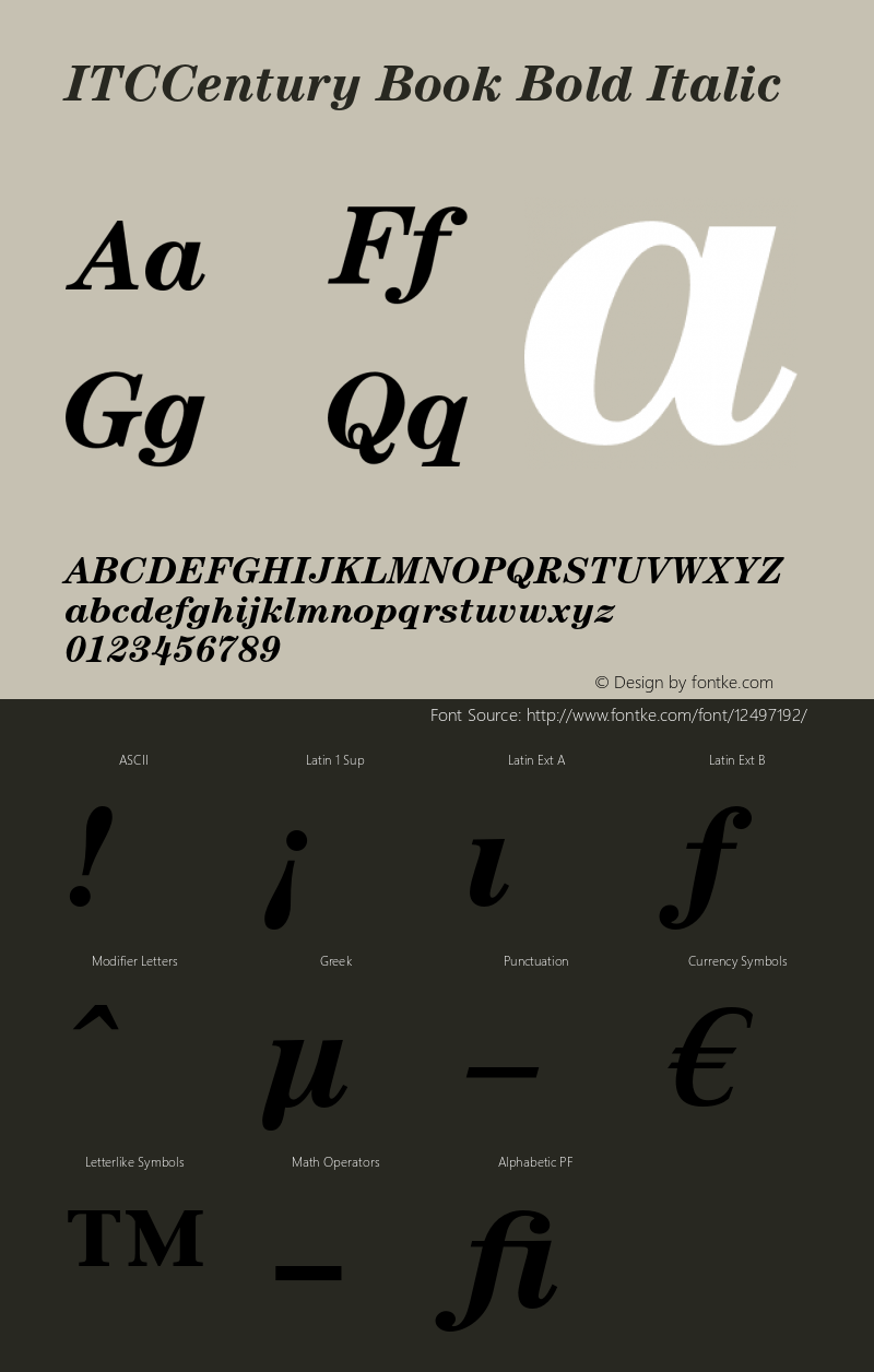 ITCCentury Book Bold Italic OTF 1.0;PS 001.000;Core 1.0.22 Font Sample