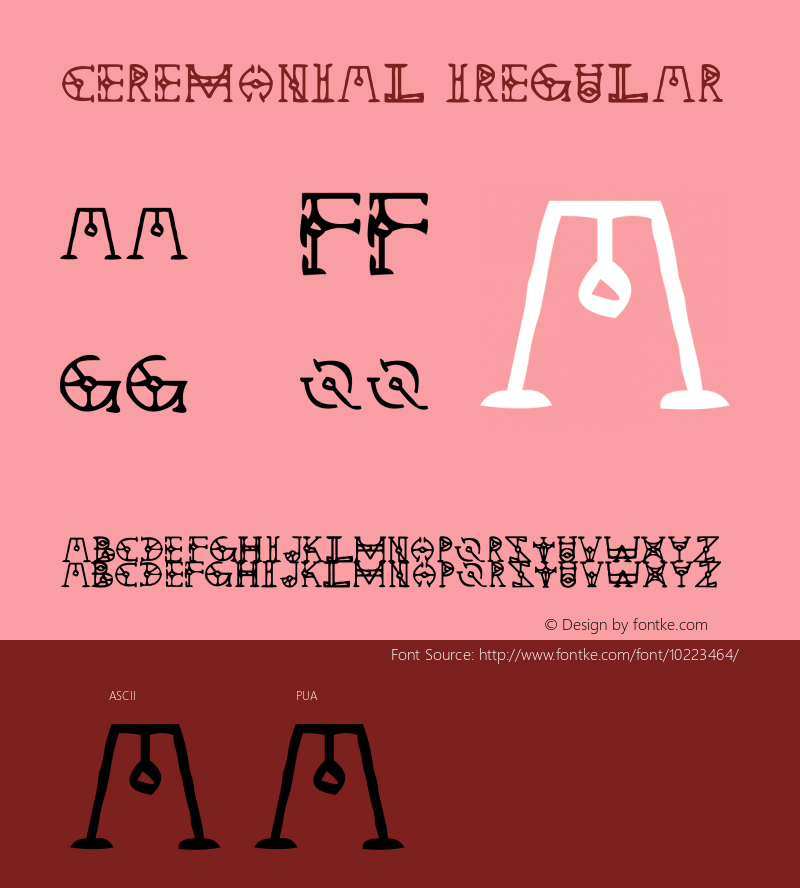 Ceremonial Iregular November 14, 1999; 1.01 Font Sample