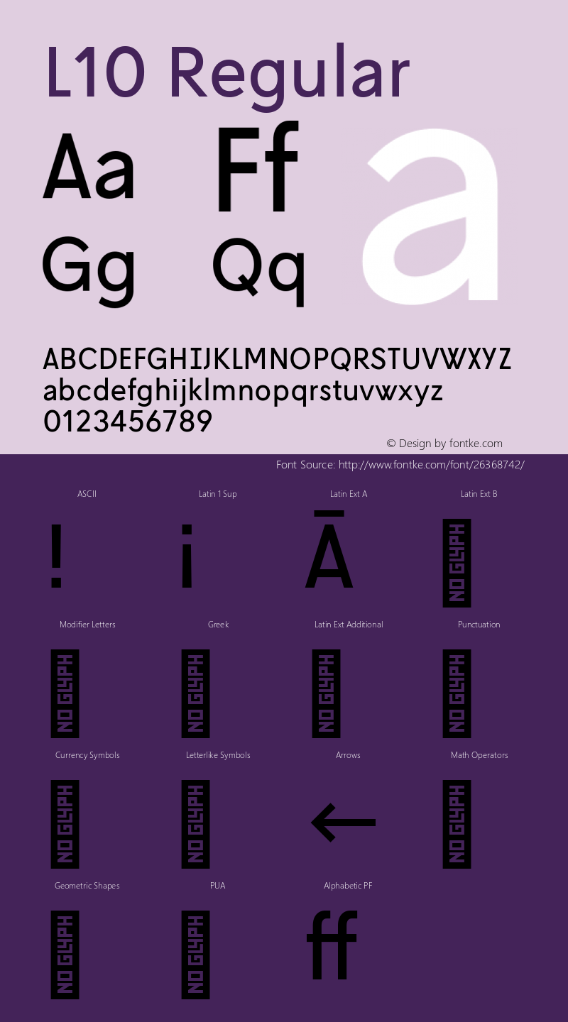 L10 Regular Version 2.000 Font Sample