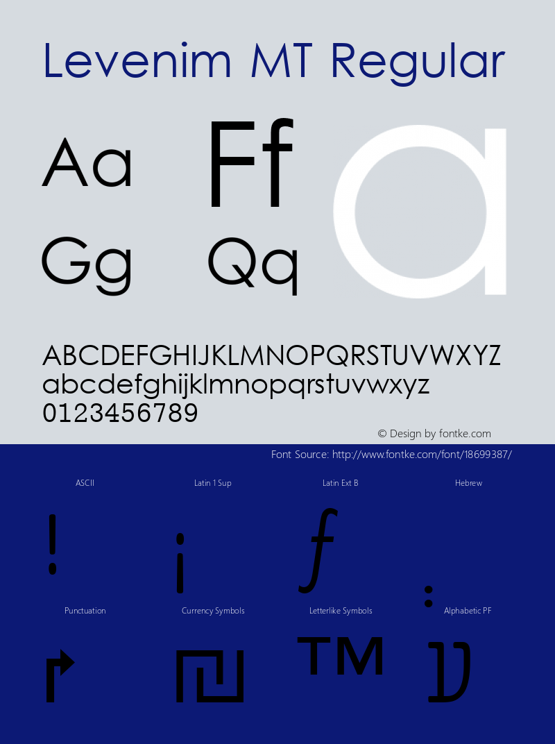 Levenim MT Regular Version 5.00 Font Sample