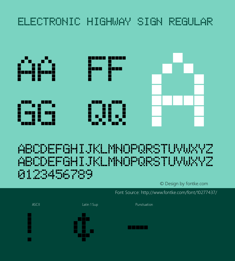 Electronic Highway Sign Regular 1.000 Font Sample