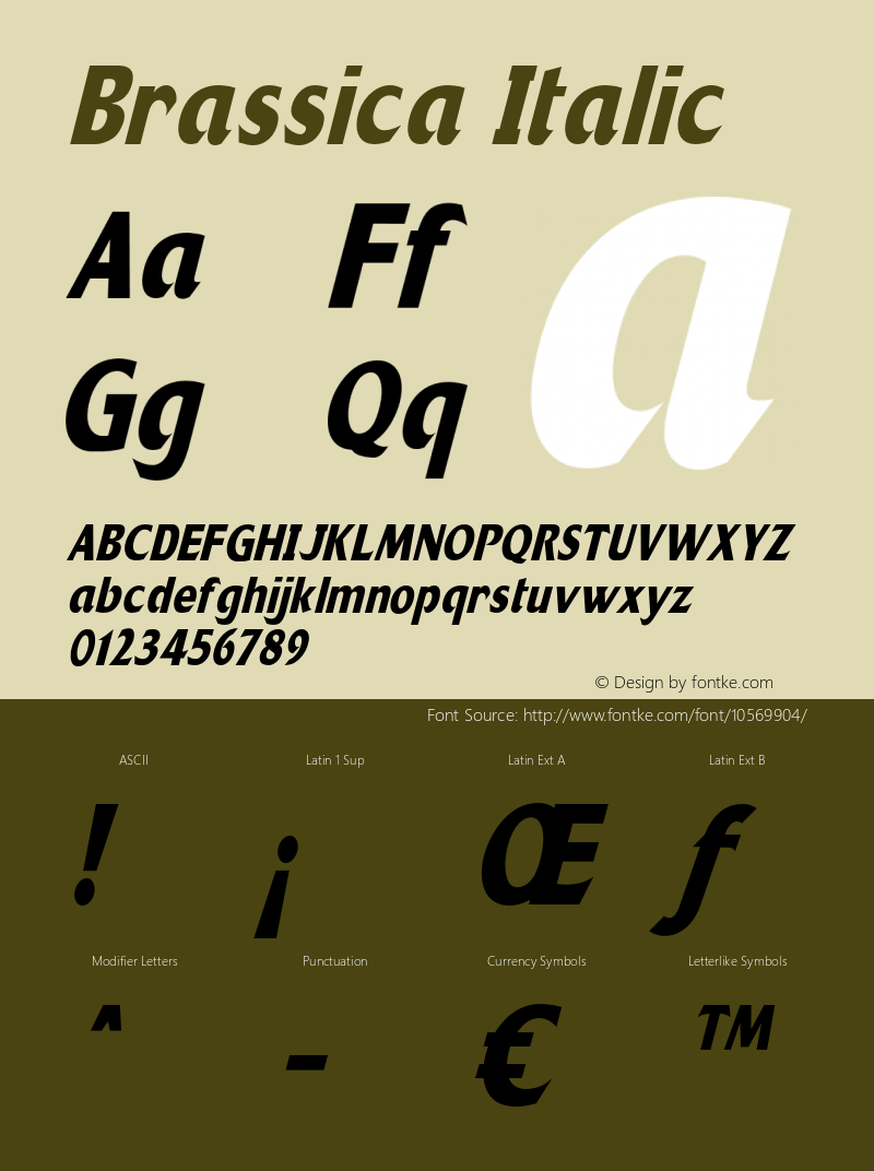 Brassica Italic Version 1.000 Font Sample