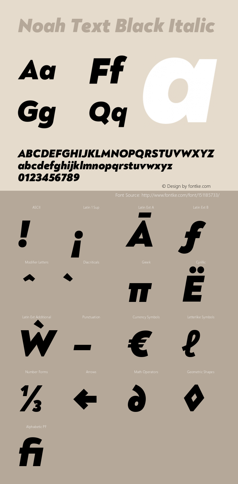 Noah Text Black Italic Version 1.000;PS 001.000;hotconv 1.0.88;makeotf.lib2.5.64775 Font Sample