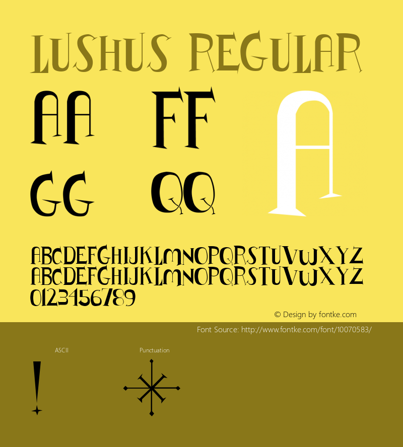 Lushus Regular Macromedia Fontographer 4.1 11/27/98 Font Sample