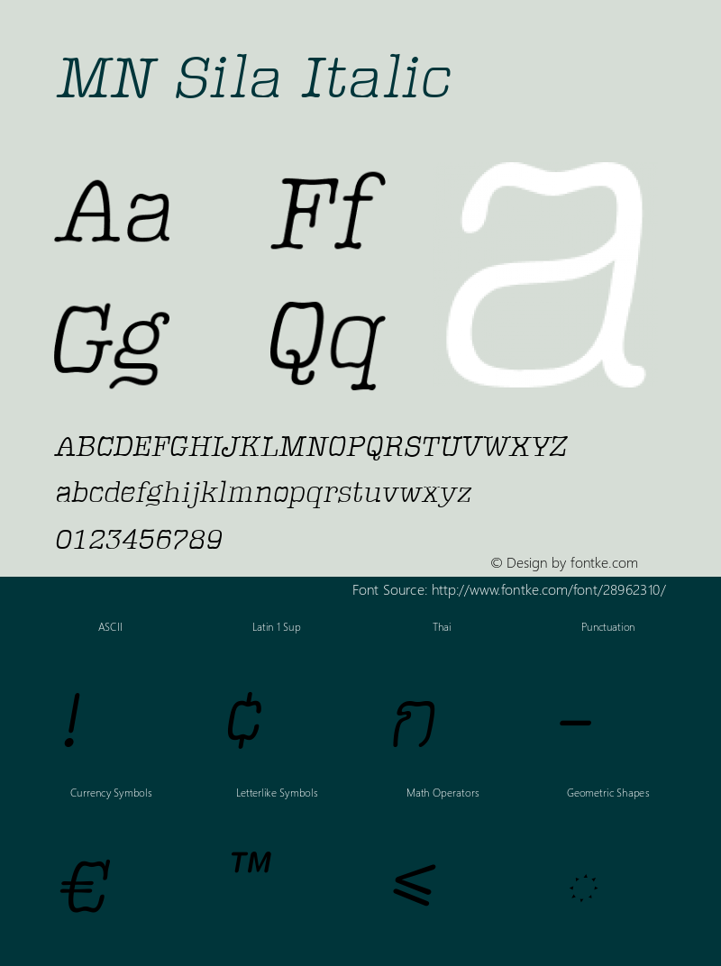 MNSila-Italic Version 3.201 Font Sample