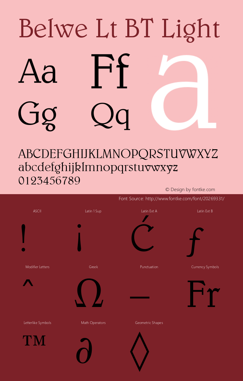 Belwe Lt BT Light mfgpctt-v4.4 Jan 4 1999 Font Sample