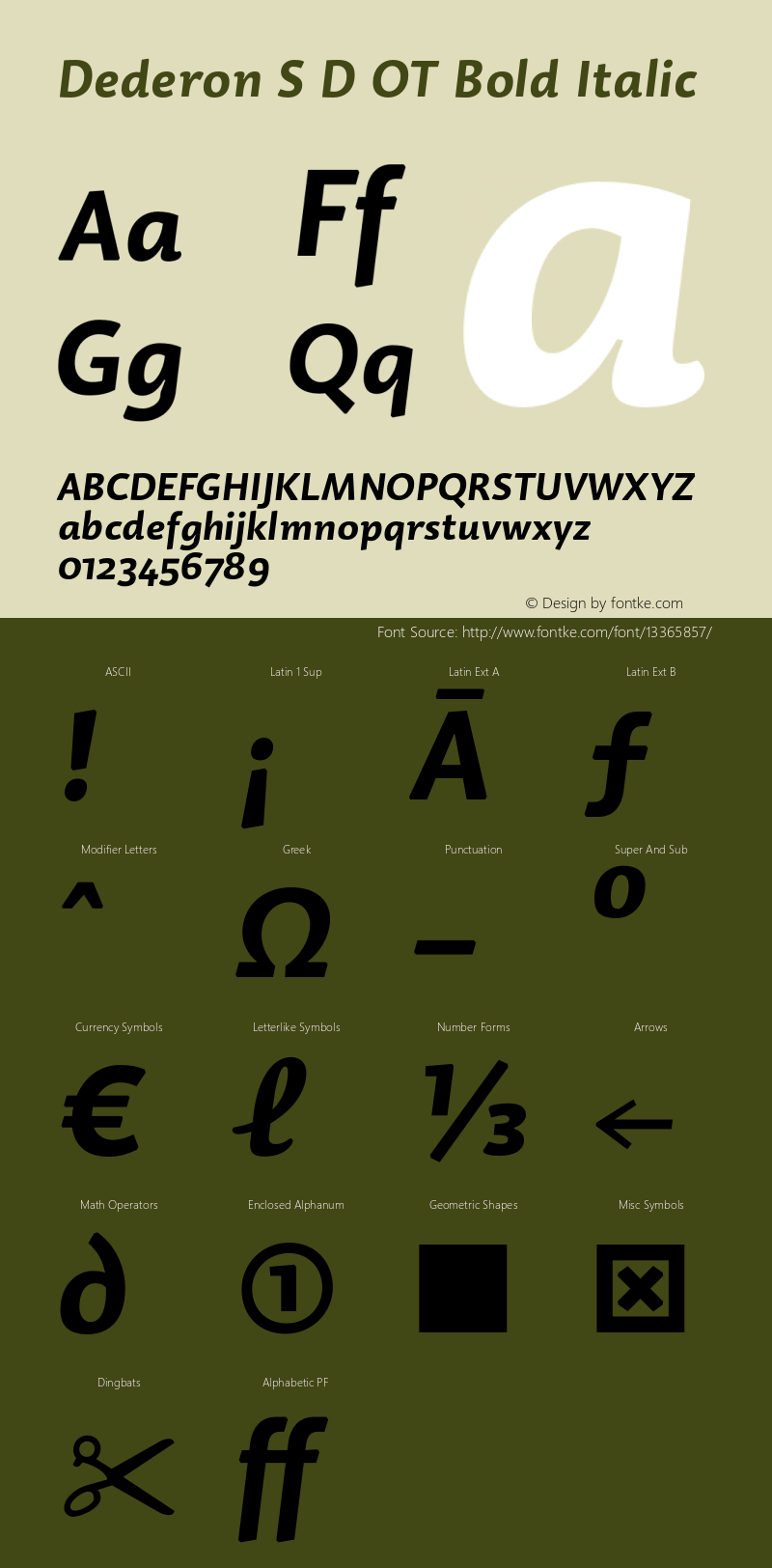 Dederon S D OT Bold Italic Version 1.000;PS 001.000;hotconv 1.0.38 Font Sample