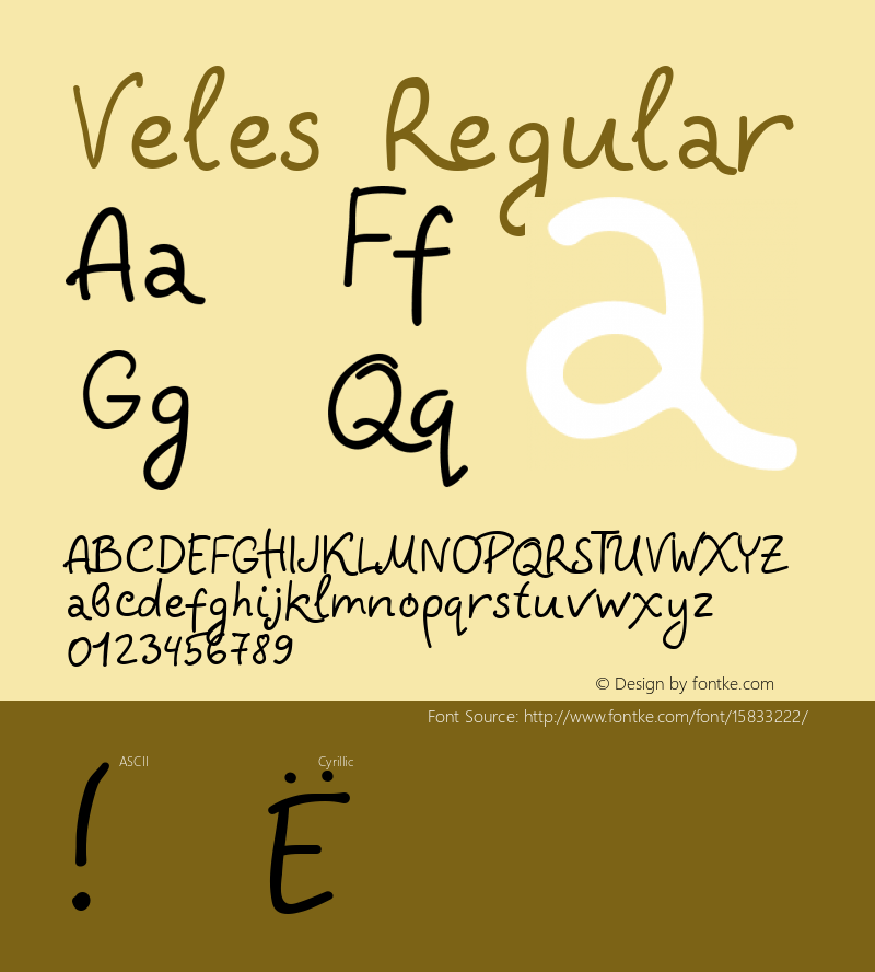 Veles Regular Version 0.9.2 ; ttfautohint (v1.4.1) Font Sample