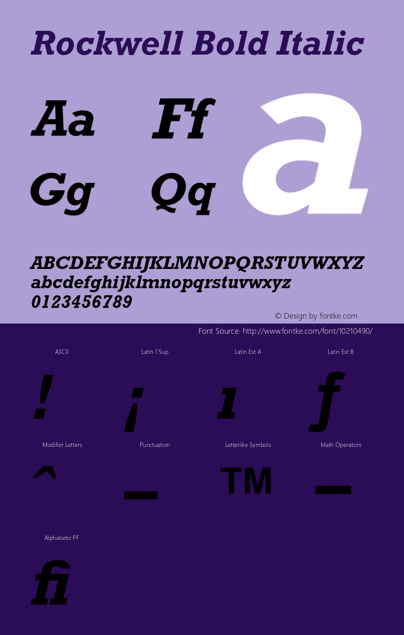 Rockwell Bold Italic 001.000 Font Sample