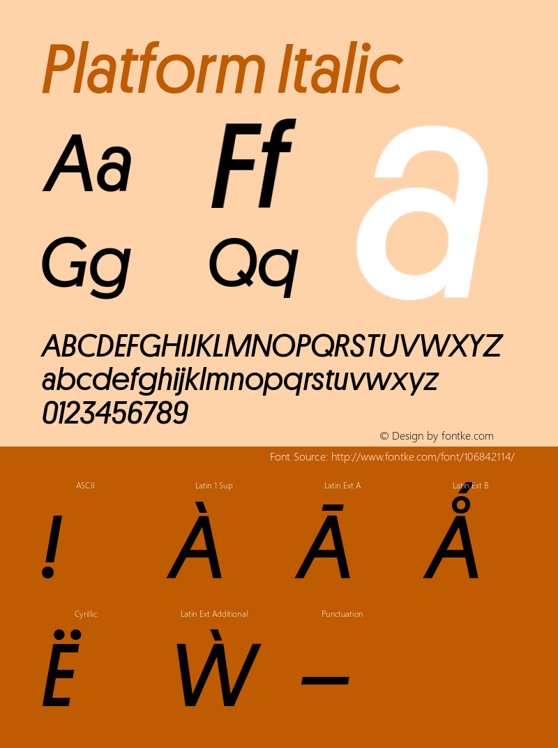 Platform Italic 1.001 Font Sample