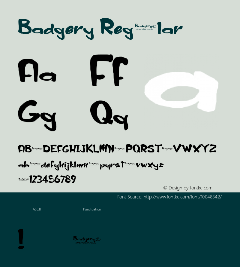 Badgery Regular Evaluation - cbrown@eon.net.au Font Sample