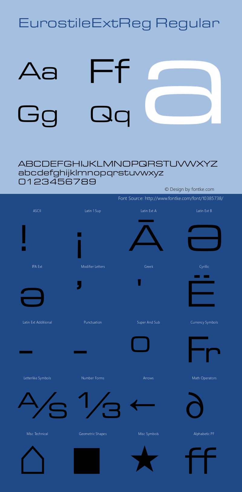 EurostileExtReg Regular Version 1.000;PS 1.10;hotconv 1.0.57;makeotf.lib2.0.21895 DEVELOPMENT Font Sample