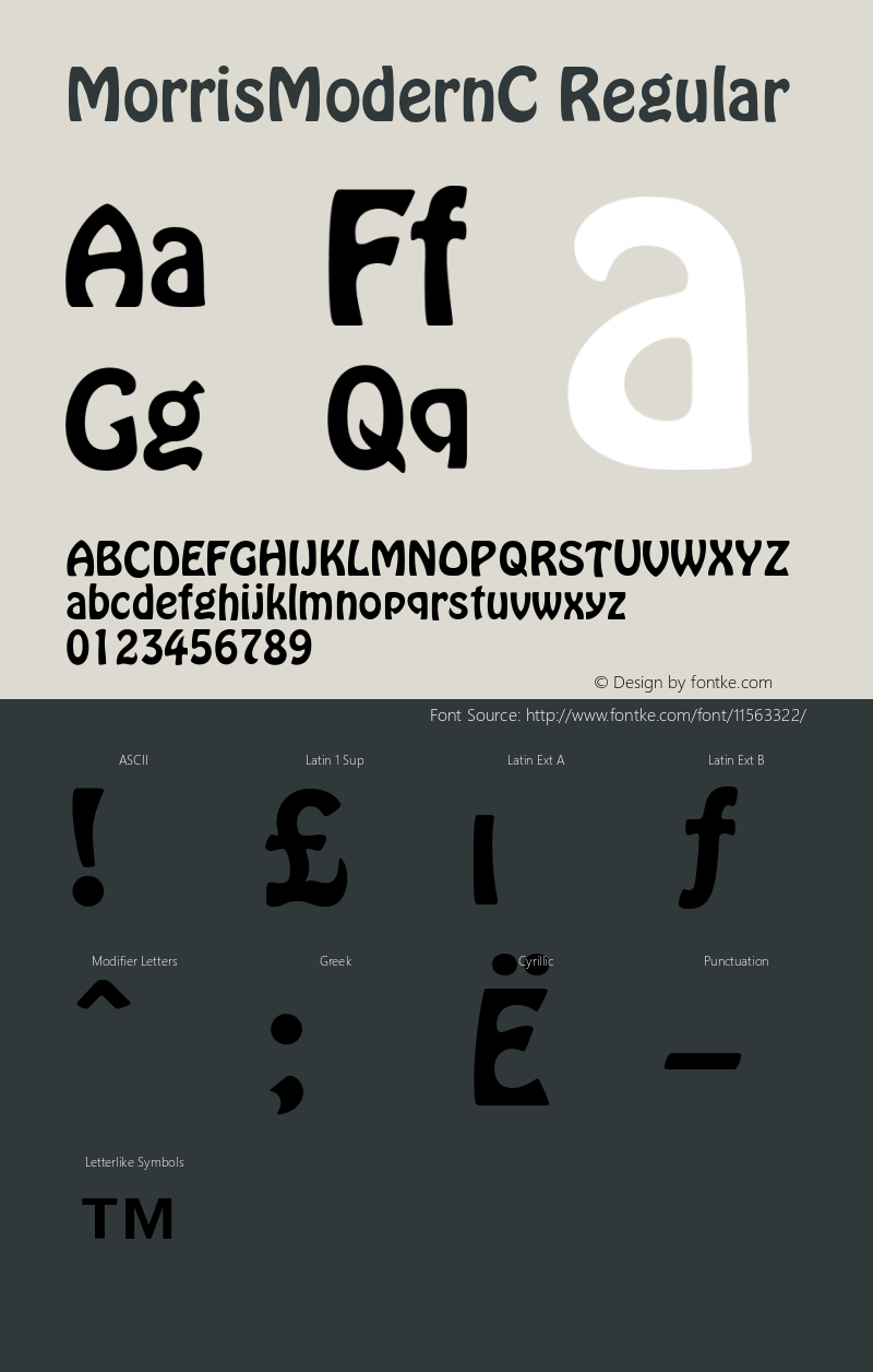 MorrisModernC Regular Version 001.001 Font Sample