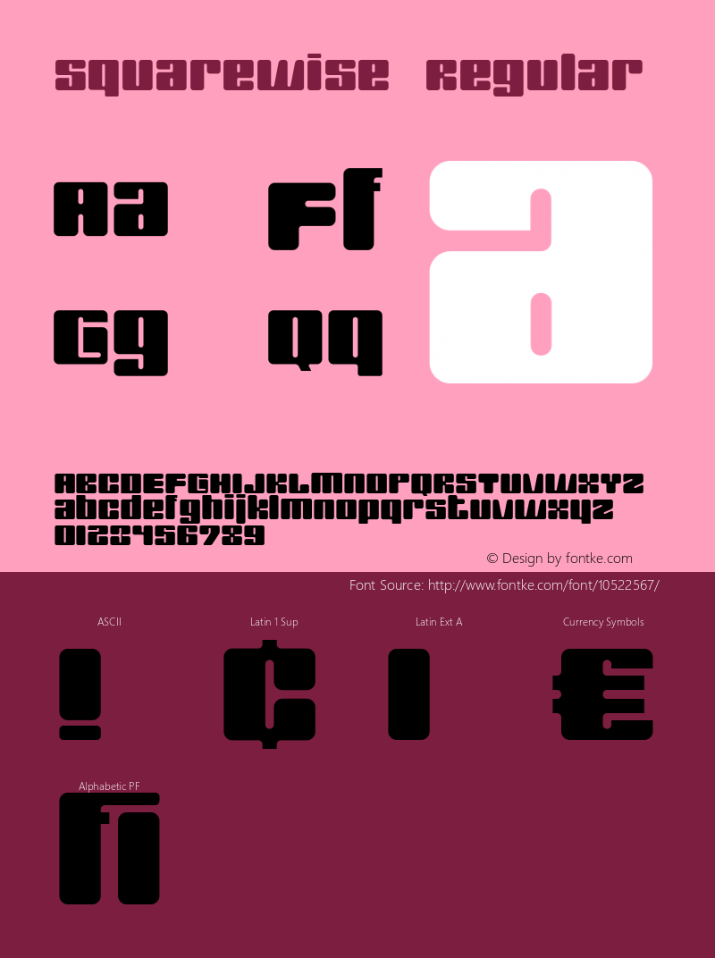 SquareWise Regular Version 1.1 Font Sample