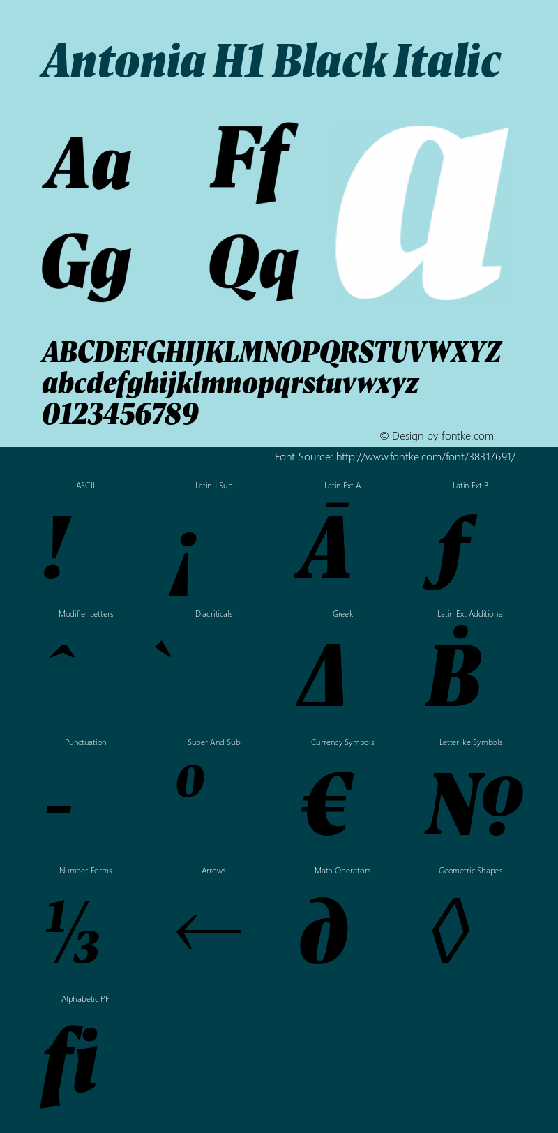 AntoniaH1-BlackItalic Version 1.007 | wf-rip DC20190110 Font Sample