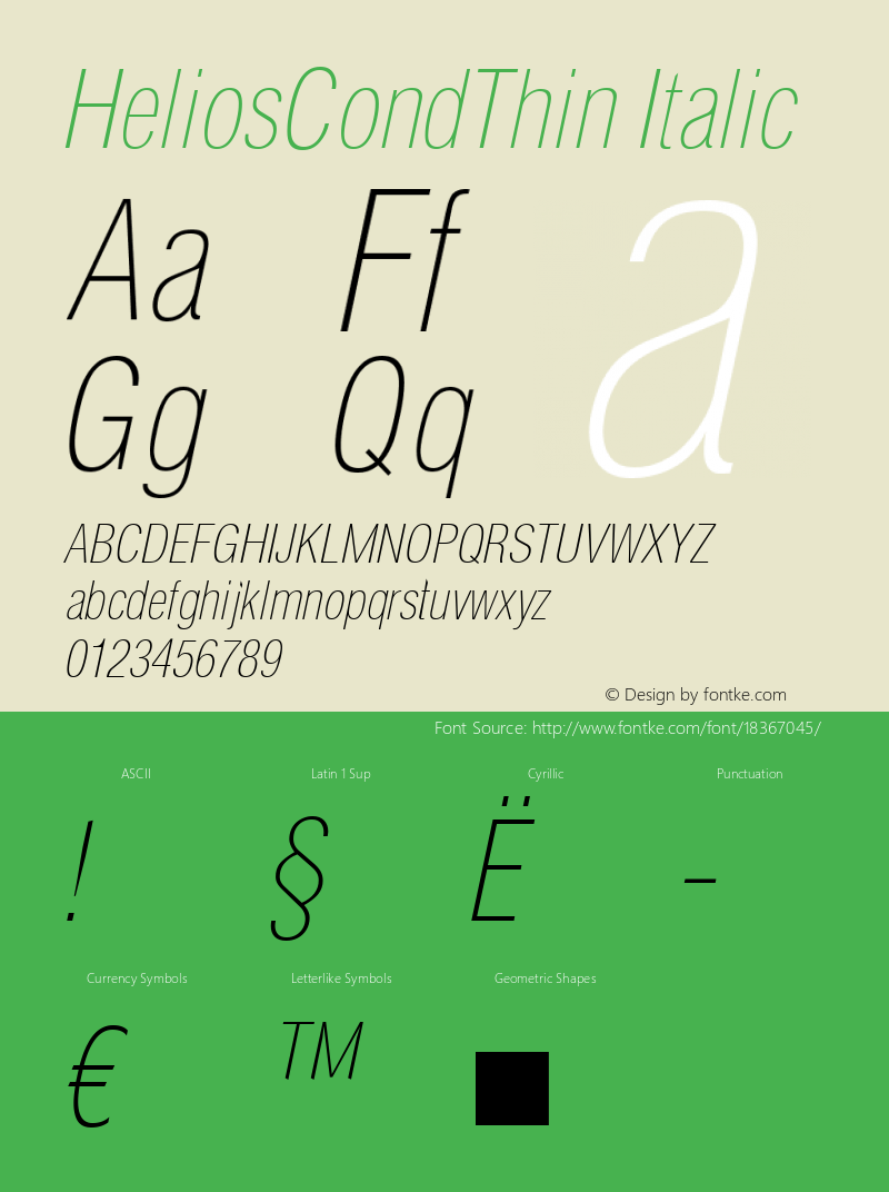 HeliosCondThin Italic OTF 1.0;PS 001.001;Core 116;AOCW 1.0 161 Font Sample